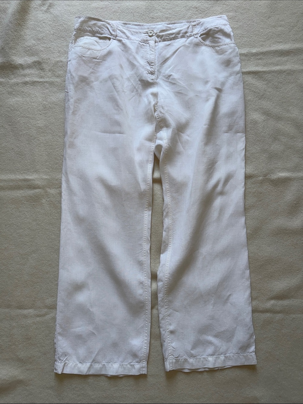 Eileen Fisher Classic Women's White Straight-Leg Linen Jeans sz L
